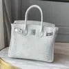 High definition leather designer bag leather with Himalayan white crocodile pattern bag One shoulder cross-body portable womens bag trend