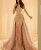 2019 Full Spitze Langarmes Abendkleider schaufeln abnehmbarer Tullle Court Train Mermaid Prom Party Kleider elegant6390409
