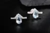 Rings Pirmiana Gemstone Jewelry 925 Sterling Silver Pear Shape Lab Grown Aquamarine Stud Earrings Fashion Women