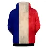 Heren Hoodies Frankrijk Vlag Afdrukken Fashion Hip Hop 3D Hoodie Men Women Tops Casual Sport Sport Unisex Hooded -pullover met lange mouwen