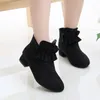 Botas shujin outono inverno meninas moda moda baixa flor de salto para crianças tornozelo de crianças curta princesa doce sapatos quentes