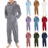 Men's Sleepwear Men Winter Warm Teddy Fleece Stitch Onesie Fluffy One Piece Sleep Lounge Pajama Jumpsuits Hooded Onesies For Adult