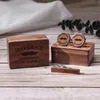 Gift Wrap Personalized Cufflinks Set Engraved 2024 Valentine's Day Wooden With Box Groomsman Jewelry