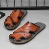 Slippers Plus Size Genuine Leather Men Beach Summer Sandals Home Outdoor Casual Walking Flip Flops Shoes
