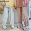 女性用パンツ日本の女性服ファッションカジュアルY2Kハイウエストストレートズボンフリル甘いパンタロンフェム2024ボトム