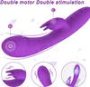 Vuxna sexleksaker vibrator silikon dildo g spot vibrator med 10 vibrationer kvinnlig sexleksak med kraftfulla dubbla motorer, kanin vibratorer vuxna leksaker för kvinna