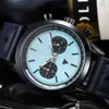 Designer Quartz Watch Top Time Series Five Needle Running Second Timer Movement Blue Watch Worker