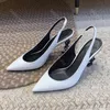 ドレスシューズのデザイナーサンダル10atop Quality Cowhide Patent Leather Pumps 8.5cm/10.5cmの高さのかかとサンダル35-41メタルヒール尖ったつま先スリングバックレディースレディースシュー