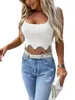 Kobiety damskie Kobiety Singbed Crop Tank Tops Panie Fringe Sexy Sleveless Rhinestone Square Szyjka kamizelka Blaskly Cami Top