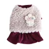 Hondenkledinghonden en katten kleding Vest Twee delige imitatie bont ontwerp Pet Puppy rok herfst/winterkleding Outfit 5 maten 2 kleur