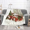 Decken Weihnachten Santa Gnome Red Truck Decke Fleece Frühling/Herbst Atmungsfreie warme Wurf für das Bett im Freien aus Betthaut
