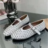 Femme Sandals Designer Alai Chaussures Femmes Ballet Flats Coudures en maille Mesh Sandale Round Route Rivet Rivet Buckle Mary Gentine cuir Jane Shoes Lofers With 270