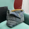 Sac à bandoulière de concepteur de luxe de qualité miroir 10A Sac de créateur de toile 35 cm Sac de chaîne de tissu de jean moyen avec boîte Y031b