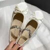 Big Size Rhinestones Lolita Ladies Ballet Flats Shoes Female Butterfly-Knot Fashion Silk Footwear Women Mary Janes Shoes 240326