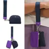 Luxurys Dual Pouch Wristlet Clutch Bags Lu Womens Man Designer Walls Keychain Handbag Cardholder Coin Purses Nylon Key Storage Holders