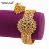 WDZUIAI Luxury Watch Shape Bracelet Ring Sets Dubai Gold Color Can Open Bangle African Spain Women Bridal Wedding Jewelry Gifts 240401