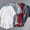 Sommer American Retro Shortsleeved Oneck Soild Color T -Shirt Herren Mode einfache 100 Baumwolle Wdffler Casual Sport Tops 240402