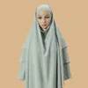 Poka Hijab Khimar 3 couches Ramdan Eid Prayer Garment Plain musulman Long Headcarf Hijabs pour femme Islamic Saudi Turquie Niqab 240327