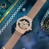 Polshorloges lige diamant vrouwen horloges roségouden horloge waterdichte luxe creatieve holle klok woman armband relogio feminino