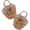 Vases 2 Pcs Straw Flower Pot Planters Pots Indoor Storage Box Woven Basket Liner Pe Film Rustic Garden Baskets Bride Beds Outdoor