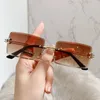 Zonnebrillen vintage randloze rechthoekige tinten gradiënt UV400 reizende zonnebril voor damesmas cadeau