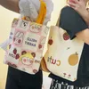 Shoppingväskor kawaii tecknad canvas väska kvinnlig students koreanska litterära handväska mode söta axel kvinnor tote shopper