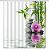 Shower Curtains Fashion Curtain Dream Green Bamboo Purple Stone Flowing Water Garden Pattern Hook Waterproof Cloth Bathroom Decoration