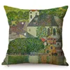 Poduszka słynna malarz Gustav Klimt Flower Grass Farmhouse Vintage wiejskie scenerie Scenerie