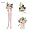 Decorative Flowers Artificial Flower Buttonhole Wedding Lady Boutonniere Corsage Bracelets Brooch 11UA