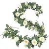 2M Artificial Flowers Rose Garland Fake Eucalyptus Vine Hanging Greenery Plants For Wedding Backdrop Home Office Party Decor 240325