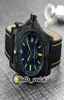 NOUVEAU ENGISTRE BLACKBIRD 44 mm PVD Black Steel Case V17311101 Black Dial Automatic Mens Watch Yellow Stick Mark Nylon Strap en cuir Watches He1335619