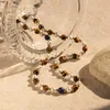 Ketens uworld roestvrijstalen accessoires natuurlijke lapis lazuli parels ketting ketting sieraden bruiloft verlovingskraag gif