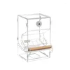 Autres fournitures d'oiseaux Minimaliste Clear Acrylique Parrot Seed Food Feeder Dispenser Automatic Place pour les cages