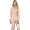 Coloque caseiro pijamas naturais de seda pura para mulheres bordados de manga longa 2pcs pijamas Conjunto de amortecimento de amoreira 22m