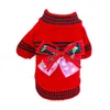 Dog Apparel Christmas Holiday Sweater Winter Clothes Bow Tie Chihuahua Teddy Outfit Coat For Small Medium Large And Cat