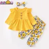 3pcs Automne Baby Girl Clothes Ensemble Born Born Long Mancheve Tops Floral Pantal