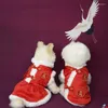 Hondenkleding Chinees Jaar kleding Kleed Vest Cat Yorkies Pomeranian Maltese Poodle Bichon Schnauzer kleding Kostuum Tang Pak