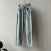 Dżinsy damskie 2024 Kobiety stały kolor bawełniany bawełniany bawełniany spodnie Pantaloni spodni swobodny streetwear jean femme