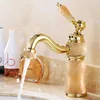 Bathroom Sink Faucets Royal Marble Faucet Basin And Cold Jade Taps Full Copper Golden Lavatory Stone Gold XT615