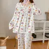 Vêtements à la maison 2024 Princement de pyjama en coton à manches longues de printemps printemps