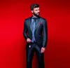 Tuxedos de mariage de la marine noire Slim Fit Mens Groom Wear Up One Button Wear Us Custom Fabriqué trois pièces