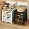 Kitchen Storage HOOKI Sink Side Rack Drawer Type Seasoning 2-layer Bathroom Box Fruit Organizer