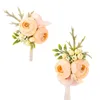 装飾的な花floroom 2pcs男性用の新郎新婦の結婚式のプロムのためのローズブトニエール