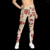 Women's Leggings Retro Flower Print Gym Yoga Pants Women High Waist Elastic Push Up Sports Tights Legging Sexy Trousers Gift