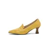 Dress Shoes 2024 Sweet White Yellow Women Pumps Fashion High Thin Heels Office Lady Plus Small Big Size 12 32 43 46 50