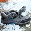 Fitnessschuhe Winter Männer Turnschuhe Leder Wanderschnee warm warmes Fell Non -Slip Outdoor Kletter Trekking Taktischer Jagdkampf