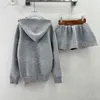 Hooded Women Jumper Tops Skirt Set Letters Gray Navy Sweatshirt Skirt Outfits Luxury Designer Casual Sweatshirts Jumpers