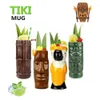 Tiki muggar keramiska set halloween handgjorda kreativitet dekoration cocktail muggar glas drycker koppar hawaiian party barware 240327