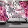 배경 화면 3D 꽃 고급 핑크 핑크 다이아몬드 꽃 벽화 현대 가정 장식 거실 침실 배경 벽