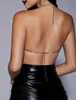 Dames sexy halter backless metalen ketting steentjes crop top diep v-neck kristallen bandeau vest nachtclub body sieraden 240325